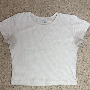 Brandy Melville Women's White Short Sleeve Knit Tee